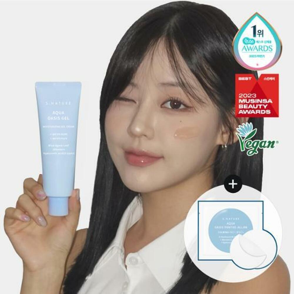 [K-Beauty] S.NATURE Aqua Oasis Gel Moisturizing Gel Cream 90mL Special Set (+Calming Pad 2P)