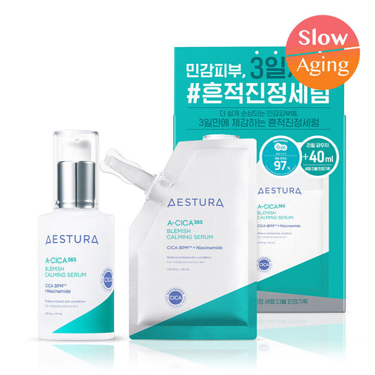 [K-Beauty] AESTURA A-Cica 365 Blemish Calming Serum 40ml Special Set (+Refill 40ml)