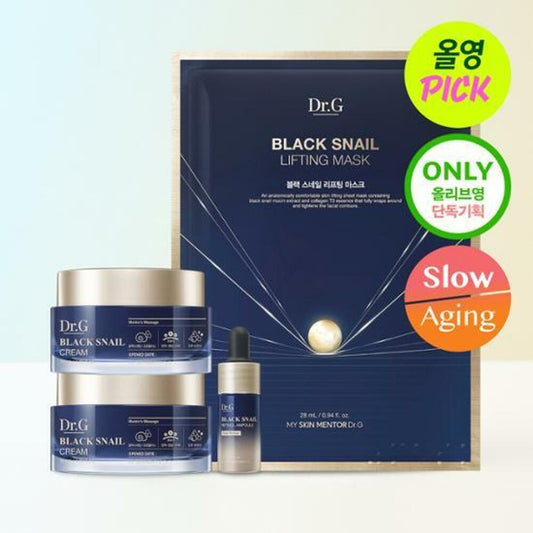 [K-Beauty] Dr.G Black Snail Cream 50ml 1+1 Set (+Ampoule 10ml+Pack Sheet 1ea)