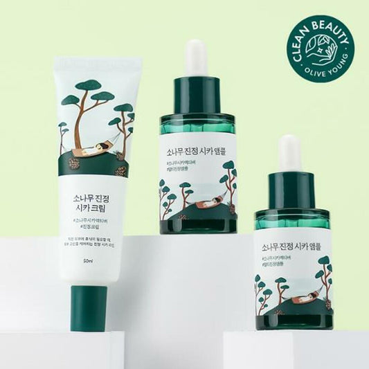 [K-Beauty] ROUND LAB Pine Calming Cica Ampoule 30ml Double Pack (+Cream 50ml)