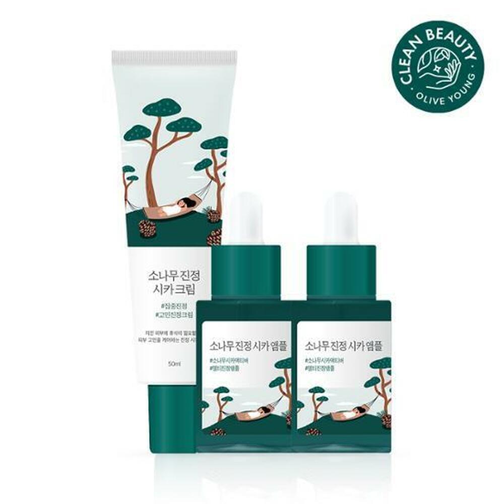 [K-Beauty] ROUND LAB Pine Calming Cica Ampoule 30ml Double Pack (+Cream 50ml)